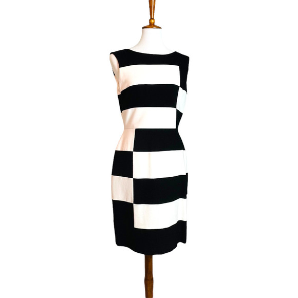 White House Black Market Dresses & Skirts - White House Black Market Black White Color Block Mod Sheath Dress Women’s Size 8